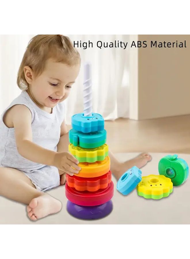Macaron Color Rotating Tower Toy With 6 Rings For Fine Motor Skills Development - Image 5